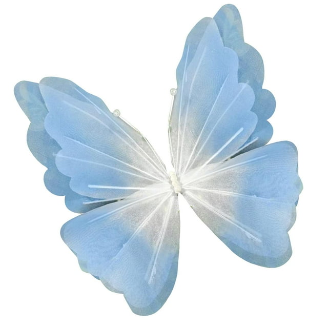 Adorno decorativo gigante de mariposa artificial, versátil, para fiestas, divertido, bonito, foto degradado azul claro