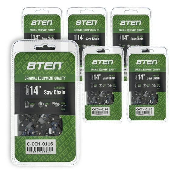 Semi Chisel Chainsaw Chain 14 inch .050 3/8 LP 53DL for Homelite Worx 6 Pack 810-CCC2338H