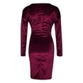 thumbnail image 5 of gakvbuo Fall Dresses for Women 2022 Plus Size Wrap Dresses for Women Wedding Guest Long Sleeve V Neck Slim Fitted Ruched Cocktail Party Short Dress Mini Dress, 5 of 5