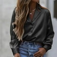 thumbnail image 2 of Summer Tops for Women, Womens Tops, Stylish Women's Button Down Satin Shirts Long Sleeve Roll Up Boyfriend Style Casual Work Blouses for Everyday Wear, 2 of 6
