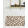 thumbnail image 4 of Unique Loom Trellis Shag Collection Area Rug - Ruth (2' 7" x 12' Runner Light Brown/Ivory), 4 of 11