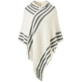thumbnail image 1 of Poncho Cape en Tricot Rayé à Capuche pour Femmes avec Franges, 1 of 6