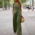 thumbnail image 2 of ZANZEA Womens V Neck Sleeveless Tank Tops Vest Wide Leg Trousers Long Bottoms Palazzo Pants 2PSC Casual Sets Outfits, 2 of 5