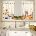 thumbnail image 3 of Fall Kitchen Curtains and Valance Set of 3, Autumn Pumpkin Kitchen Window Tier Curtains Floral Eucalyptus Leaves Farmhouse Window Valances Rod Pocket Panels for Fall Home Decor, 3 of 6