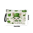 thumbnail image 4 of Organizador de bolsas de cosméticos para mujer | Diseño de conejito del Día de San Patricio | Bolsa de maquillaje portátil resistente al agua | Almacenamiento multifunción | Cierre de cremallera, 4 of 7