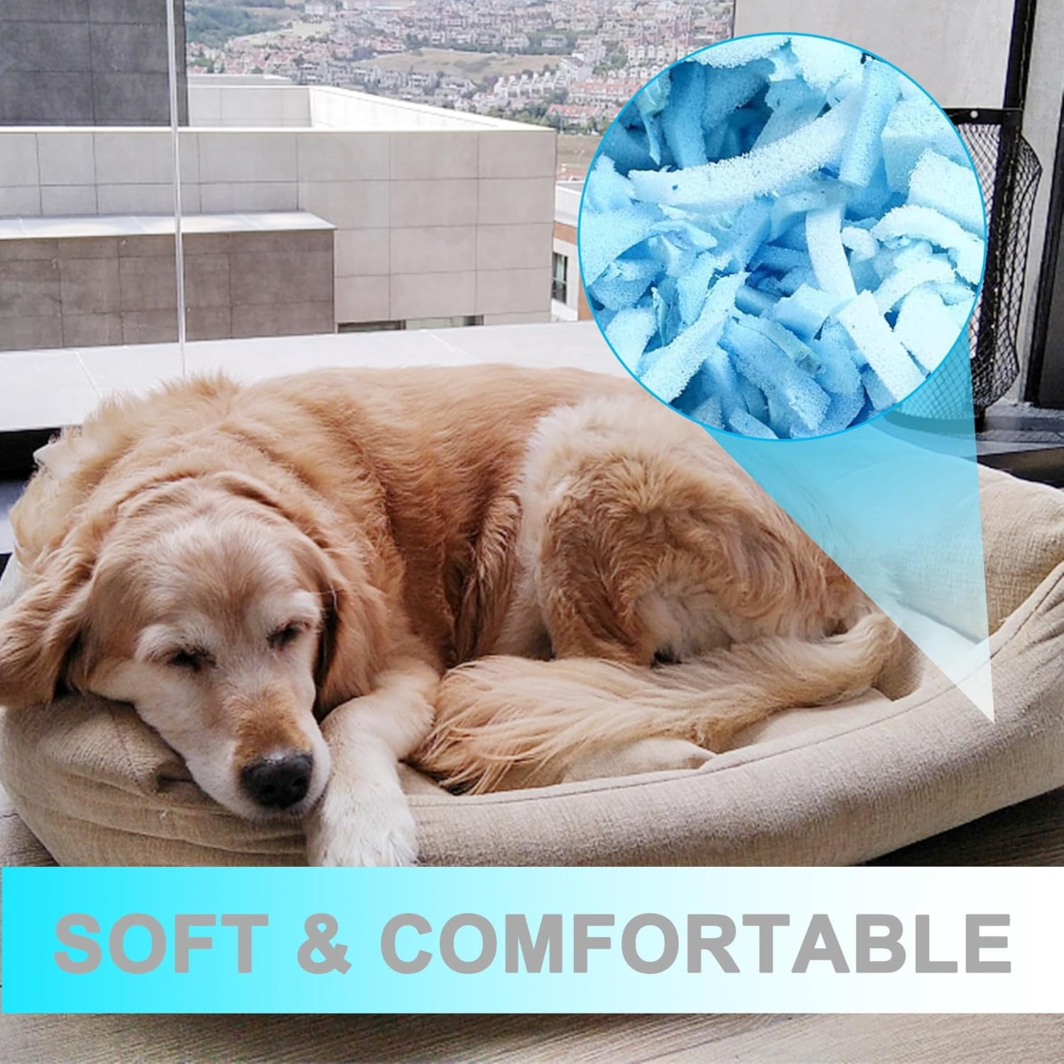 20 lbs Bean Bag Filler Foam, Shredded Gel Memory Foam Filling, Premium Soft and Comfortable Pillow Stuffing Foam for Couch Cushion Dog Bed Chair Arts Crafts Stuffed Animal
