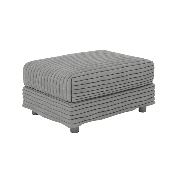 Plush Corduroy Ottoman to Combine with 2 Seater Sofa, Fabric, Grey, for Living Room