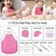 thumbnail image 4 of 1 Set of Pink Children's Chef Clothes, Apron and Chef Hat, etc. (11 pieces), Children's Kitchen Toy Cooking Set, 4 of 5