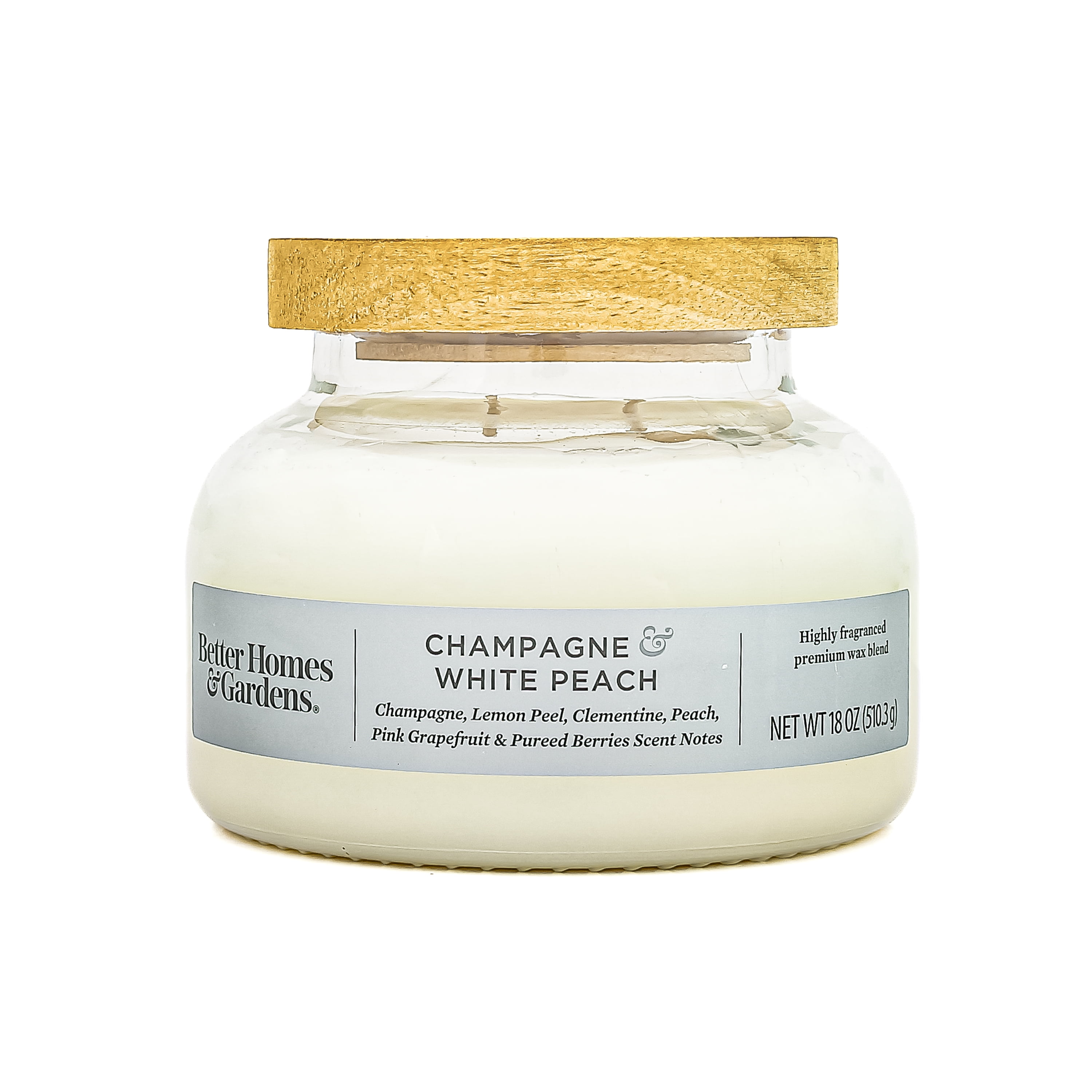 Better Homes & Gardens 18oz Champagne & White Peach Scented 2-Wick Ombre Bell Jar Candle