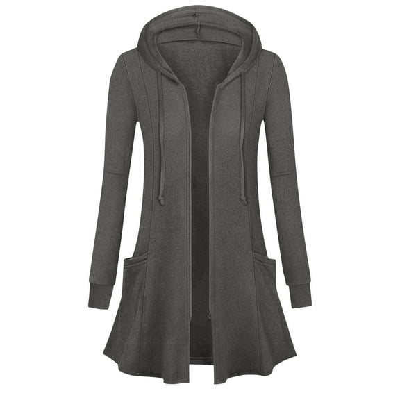 Qulqfy Womens Long Jackets Winter Sweatshirt Fall Tunic Petite Hooded Full Zip Up Lightweight Coat Women Sweatshirt