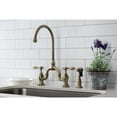 thumbnail image 3 of Kingston Brass KS7793TALBS Tudor Two-Handle 3-Hole Deck Mount Bridge Kitchen Faucet with Brass Side Sprayer in Antique Brass, 3 of 7