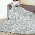 thumbnail image 3 of LNWH Victorian Ornate Floral Leaves Pattern Throw Blanket, Flannel Sofa Blankets for All Seasons, 50"x40", 3 of 8