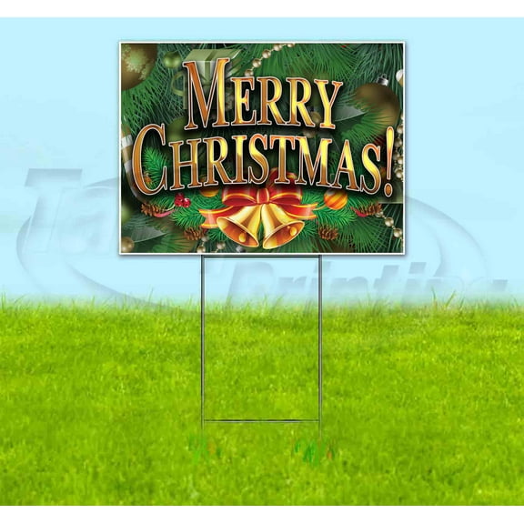 Merry Christmas V5-2 (18" X 24") Yard Sign, Includes Metal Step Stake