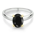 thumbnail image 2 of Gem Stone King 2.50 Ct Oval Black Sapphire 10K White and Yellow Gold Ring Ring (Size 7), 2 of 4