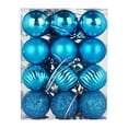 thumbnail image 2 of LKXGBMY 24Pcs Christmas Balls Ornaments, 4 Style 3cm Shatterproof Christmas Tree Decorations Hanging Ball for Holiday Wedding Party Decoration, Blue, 2 of 9