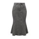 thumbnail image 1 of Falda vaquera casual de cintura alta con volantes y cola de pez para mujer Gris Negro S, 1 of 6