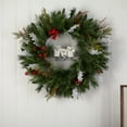 thumbnail image 3 of Nearly Natural 24" Holiday Winter Owl Family Pinecone Berry Christmas Wreath, 3 of 4