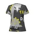 thumbnail image 3 of Naloa Cute Dinosaur Print T-Shirts Short Sleeve V Neck Tees for Women Fashion Tops Trendy Lightweight Soft Casual Summer Outfits Clothes, 3 of 5