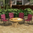 thumbnail image 2 of SONGMY Folding Chair, Patio Lawn Chair Set with Armrest, Indoor/Outdoor 4 Pack Webbed Lightweight Dinning Chair, Portable Beach Chair for Outside, Poolside, Backyard (Red, 4), 2 of 10