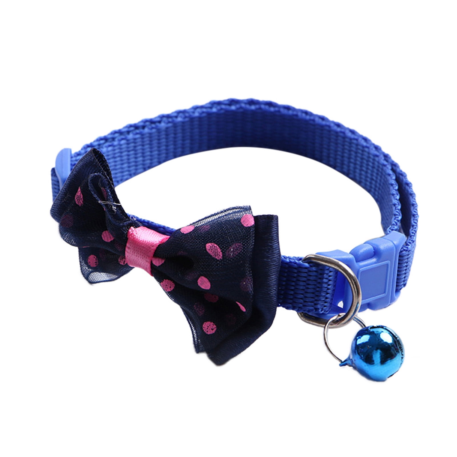 3pcs Nylon Dots Print Puppy Small Cat Dog Collars with Bell for Cat Kitten Dogs 