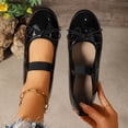thumbnail image 2 of Gpaecead Women's Bow Mary Jane Flats Glossy Patent Leather Slip On Cushioned Comfort Shoes With Elastic Strap For Office, Campus And Date Black, 2 of 8
