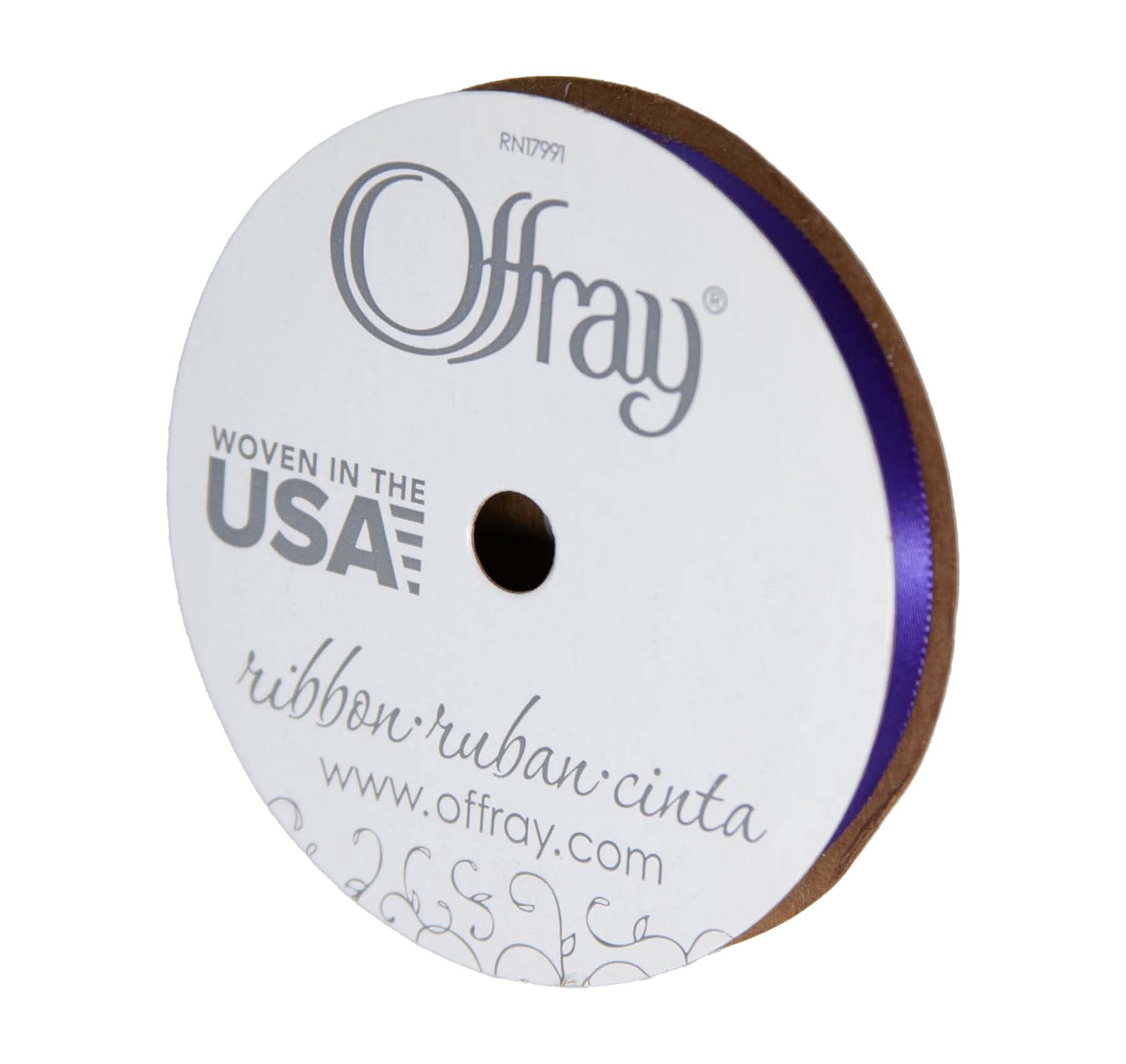 (3 pack) Offray Ribbon, Regal Purple 3/8 inch Single Face Satin Polyester Ribbon for Sewing, Crafts, and Gifting, 18 feet, 1 Each