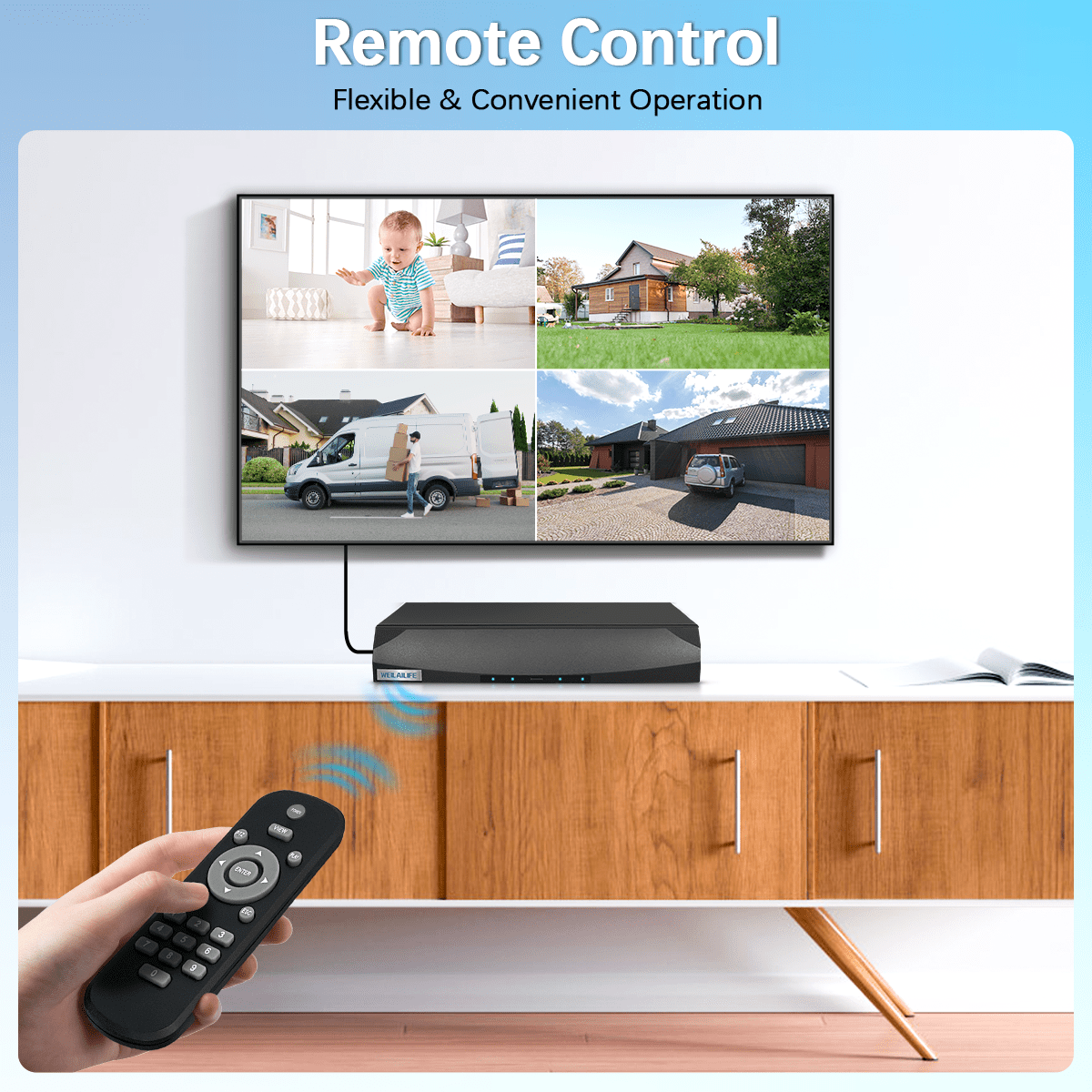 WEILAILIFE 5MP POE Security Camera System, 4-Channel NVR with 500GB HDD, PIR Motion Detection