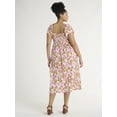 thumbnail image 2 of Time And Tru Women's Midi Dress with Flutter Sleeves, Sizes XS-XXXL, 2 of 4