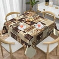 thumbnail image 2 of Classic Coffee Themed Table Cloth - Mocha Latte Milk Square Tablecloth Beige Brown Table Cover 54x54 Decorative for Kitchen Dining Table Party, 2 of 6