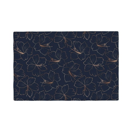 

Table Placemats Set of 6 - Copper-Gold Gloss Outline Lily Flower 12x18 In Faux Linen Double Heat Resistant Place Mats Cloth Indoor/Outdoor Placemats Washable Table Mats for Dining Kitchen Party
