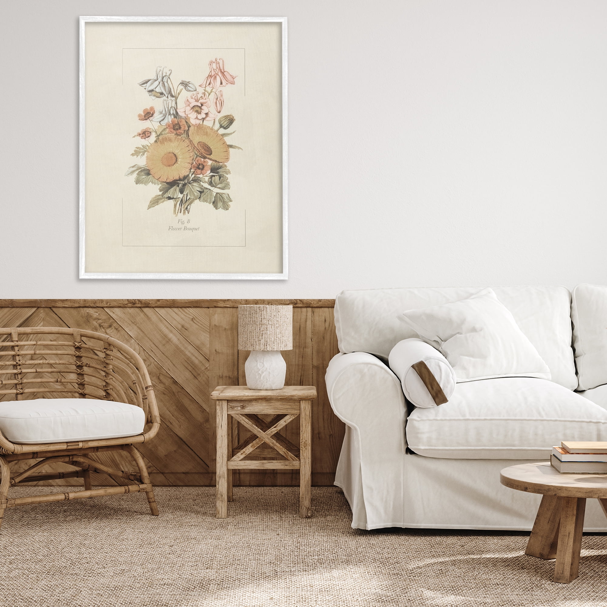 Stupell Industries Flower Bouquet Vintage Garden White Framed Giclee Art, design by Dan Meneely