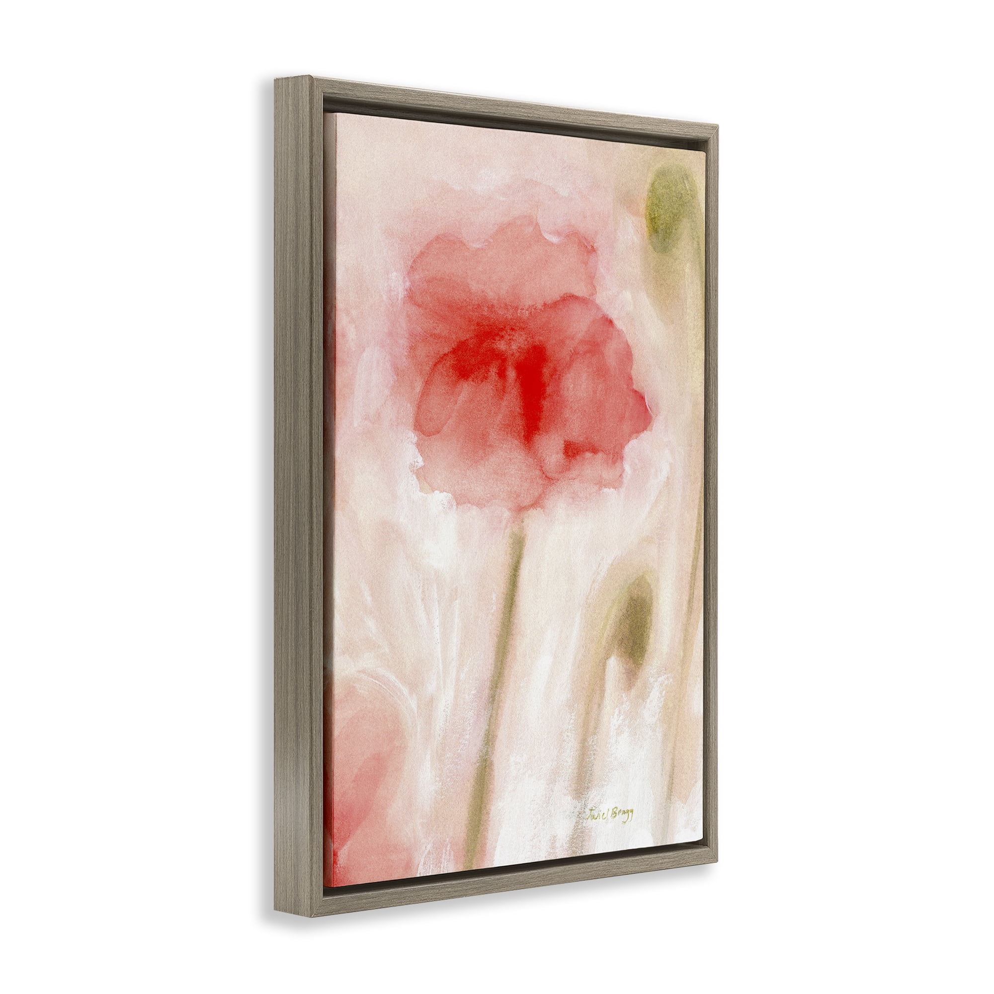 Stupell Industries Abstract Budding Flower Botanical & Floral Painting Brown Floater Framed Art Print Wall Art, 17 x 25