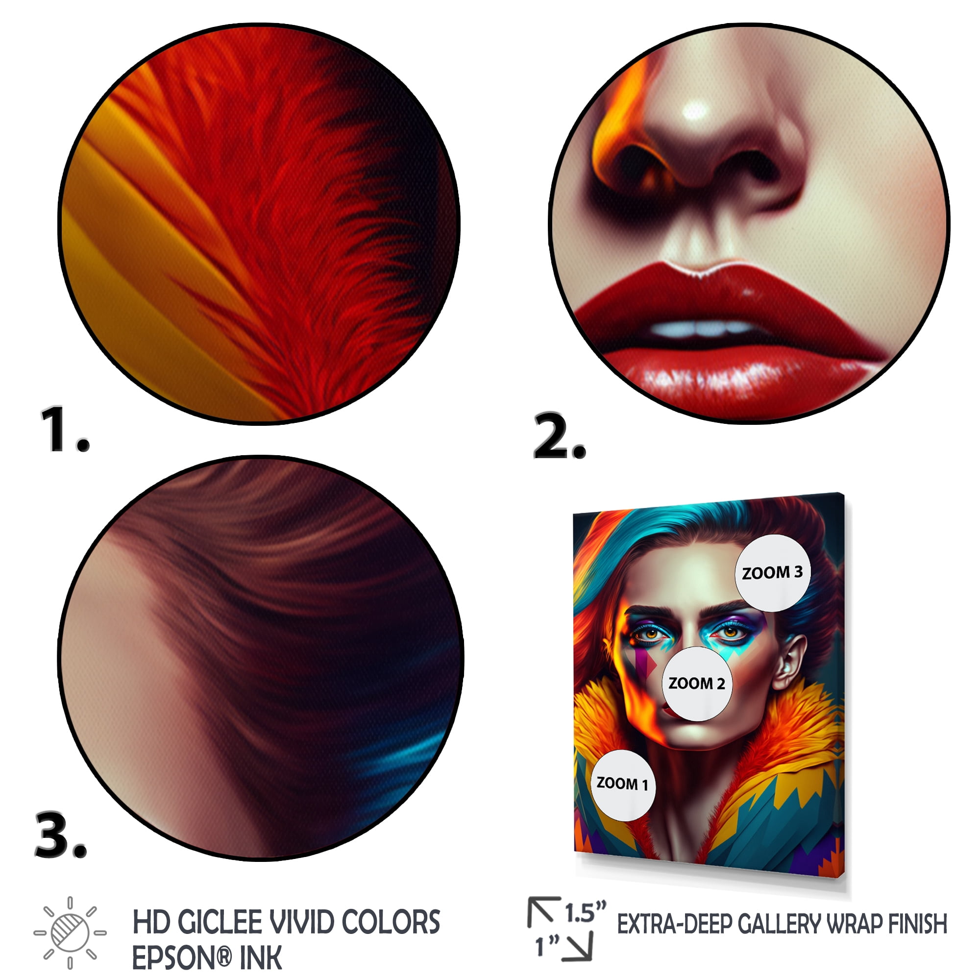 Designart Colorful Sensual Woman In Fur Coat IV Canvas Wall Art