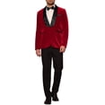 thumbnail image 2 of Blazers de Tuxedo de Terciopelo INSPIRE CHIC para hombres, con solapa de chal, chaquetas formales para bodas, 2XL, burdeos, 2 of 5
