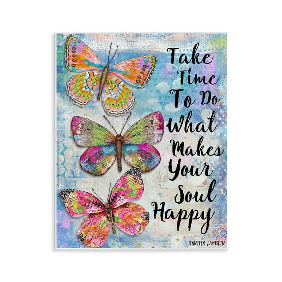 Stupell Industries Makes Your Soul Happy Butterfly Animals Painting Unframed Art Print Wall Art, 11 x 14