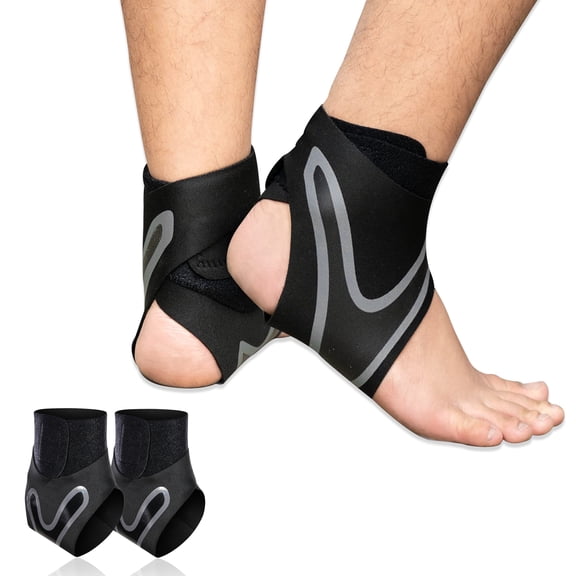 Unisex Ankle Brace Support Compression Sleeve with Adjustable Straps Protection Foot Elastic Bandage Plantar Fasciitis Pain Relief Foot Wrap for Fitness Gym Running Sports (S)