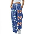 thumbnail image 3 of QATAINLAV St. Patrick's Day Sweatpant for Women Shamrock Print Drawstring Elastic Waistband Joggers Pant Casual Cinch Bottoms Trouser, Blue, XL, 3 of 6