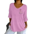 thumbnail image 4 of Pxiakgy Breast Cancer Shirts for Women Breast Cancer Awareness Shirt V Neck 3/4 Sleeve Tops Pink Printed Survivor Tshirt Women's Breast Cancer Awareness Print Shirt V Neck T Shirt Pink Xxl, 4 of 5