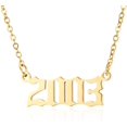 thumbnail image 1 of Collar con colgante de número de año de nacimiento de acero inoxidable con número dorado, collar de cumpleaños, joyería de cadena para mujeres y niñas, 1 of 6