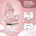 thumbnail image 3 of Waleaf Pink Gaming Chair with Cat Paw Lumbar Cushion and Cat Ears for Girls, Reclining Office Computer Chair with Footrest for Adults, Teens, 3 of 6