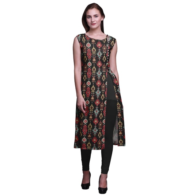 Bimba Printed Side Slit Straight KurtisForWomen Sleeveless Summer Kurta