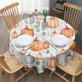 thumbnail image 3 of Fall Pumpkins and Leaves Pattern Round Tablecloth 60" X 60",Wrinkle Wipeable Table Cloth for Kitchen Dining Room Picnic Patio Party, 3 of 6