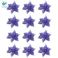 thumbnail image 3 of Deago 12pcs 5.91" Artificial Flower Glitter Poinsettia Flowers For Christmas Tree Ornament Home Wedding Party Floral Décor (Blue), 3 of 5