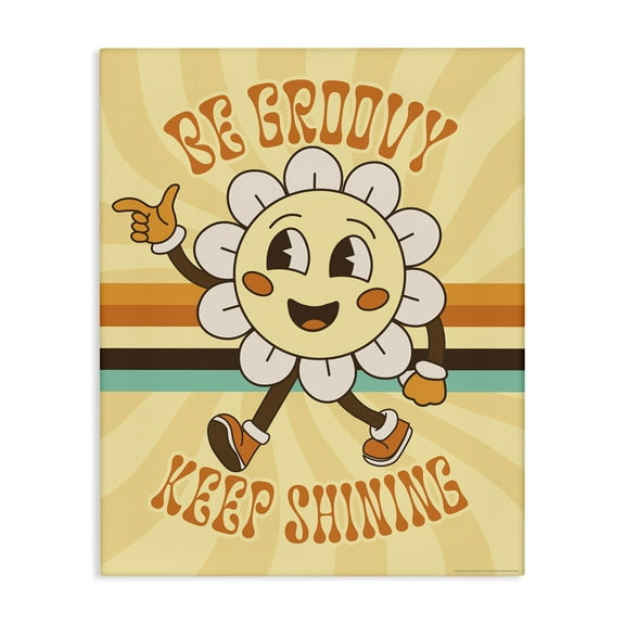 Stupell Industries Be Groovy Keep Shining Text & Numbers Painting Wrapped Canvas Art Print Wall Art, 16 x 20