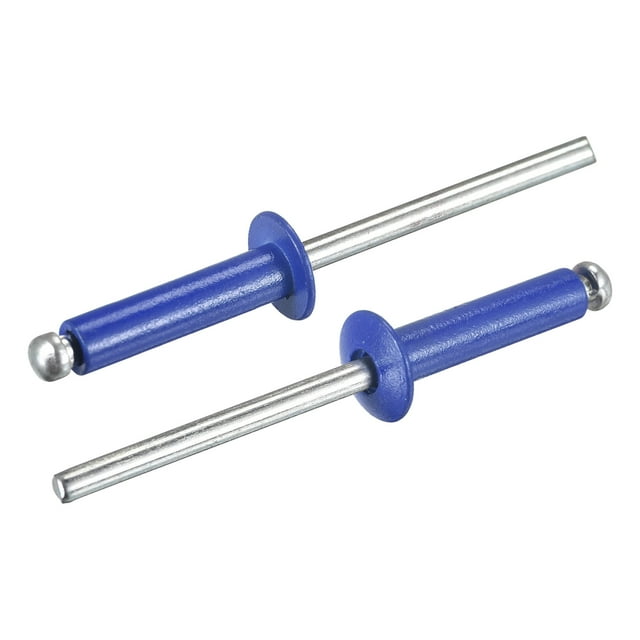 Unique Bargains Rivets Plats Ronds en Aluminium 4mm x 16mm, Bleu, Lot de 100