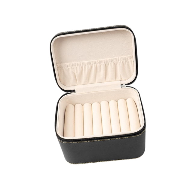 Organizador de joyas con 7 ranuras para brazaletes, de poliuretano, con múltiples compartimentos, vitrina multiusos. negro