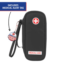 EpiPen Carrying Medical Case - Black Insulated Portable Bag with Zipper - for 2 EpiPen's, Auvi-Q, Asthma Inhaler, Small Ice Pack, Eye Drops, Allergy Medicine Essentials (Black)