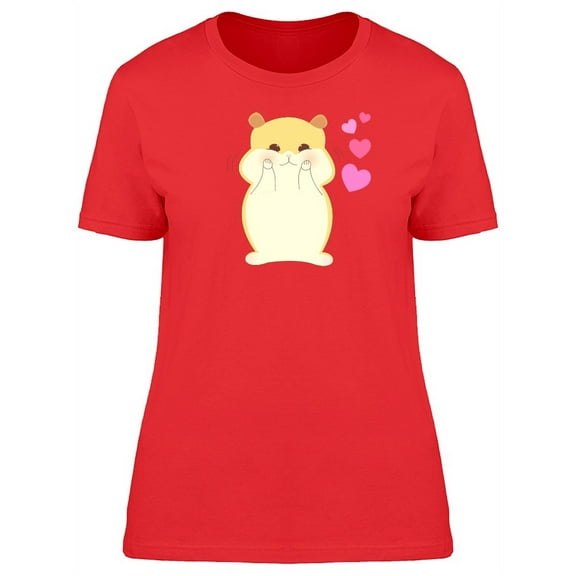 Cute Hamster In Love Doodle T-Shirt Women -Image by Shutterstock, Female Small