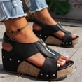 thumbnail image 4 of longantii Womens Orthopedic Sandals Non Slip Slip on Arch Support Flat Wedge Sandals Breathable Sneakers 2026 Beach Foam Shoes Black, 4 of 5