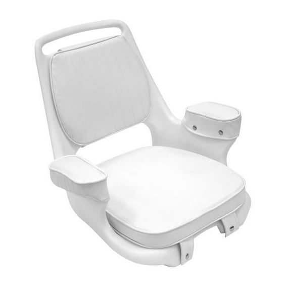 Captains Chair with Cushion Set & Mounting Plate Boat Seats, White